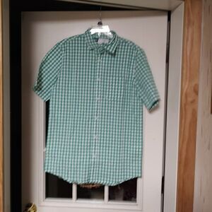 New Old Navy Green Checked Short Sleeve Button Down Shirt Size Men's M Tall